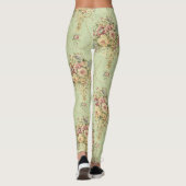 French Sage Green Viktorianisch Style Floral Rokok Leggings (Rückseite)