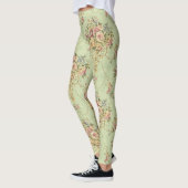 French Sage Green Viktorianisch Style Floral Rokok Leggings (Links)