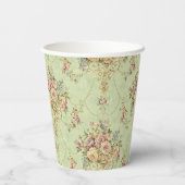French Sage Green Viktorianisch Style Floral Rokok Pappbecher (Rückseite)