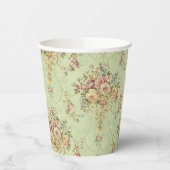 French Sage Green Viktorianisch Style Floral Rokok Pappbecher (Links)