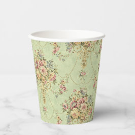 French Sage Green Viktorianisch Style Floral Rokok Pappbecher