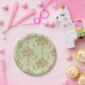 French Sage Green Viktorianisch Style Floral Rokok Pappteller (Party)