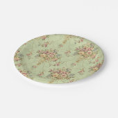 French Sage Green Viktorianisch Style Floral Rokok Pappteller (Schrägansicht)