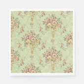French Sage Green Viktorianisch Style Floral Rokok Serviette (Vorderseite)
