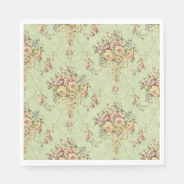 French Sage Green Viktorianisch Style Floral Rokok Serviette
