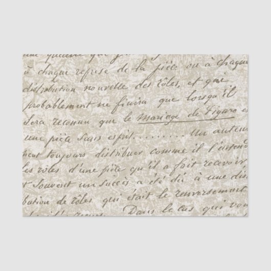 French Script Gold Floral Vintag Seidenpapier (Vorderseite)