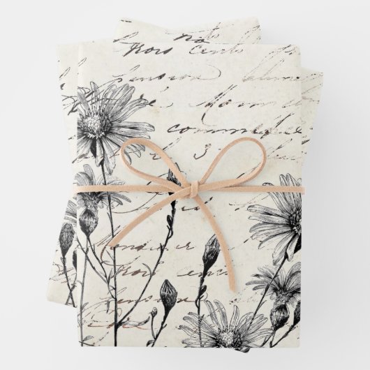 French Script Wildflower Dragonfly Decoupage Craft Geschenkpapier Set (Beispiel)