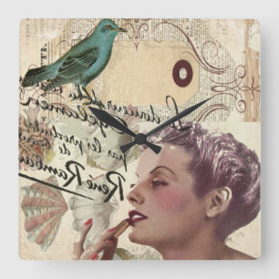 french scripts girly glamour paris fashionista quadratische wanduhr