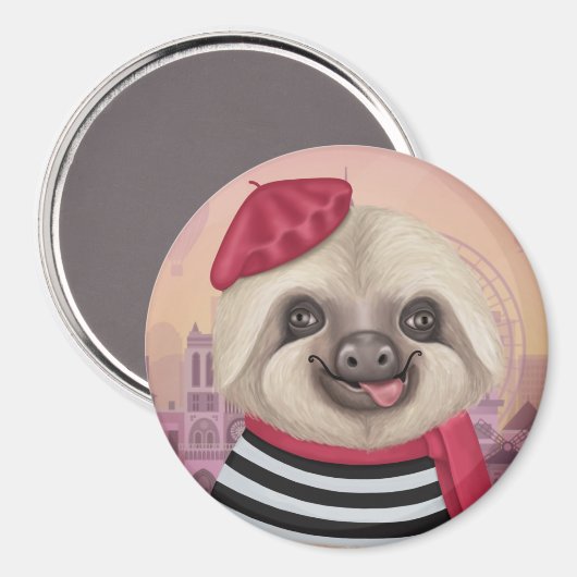 French Sloth Magnet (Vorderseite/Rückseite)