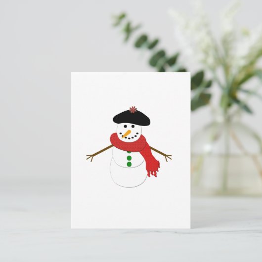 French Snowman Postkarte (Stehend Vorderseite)