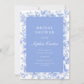 French Something Blue Floral Brautparty Einladung (Vorderseite)