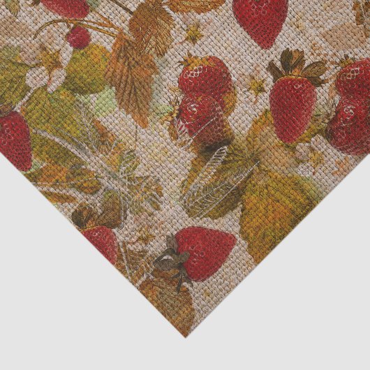 French Strawberries Cretonne Seidenpapier (Ausschnitt)