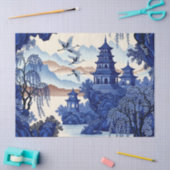 French-Style Blue Chinoiserie Decoupage Print Seidenpapier (Basteln)