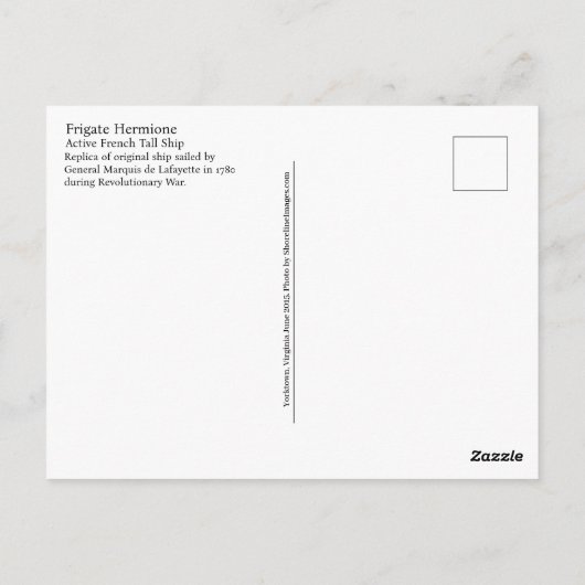 French Tallship Hermione Postkarte (Rückseite)