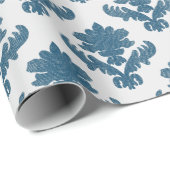 French Tapestry Blue and White Geschenkpapier (Rolleneckpunkt)