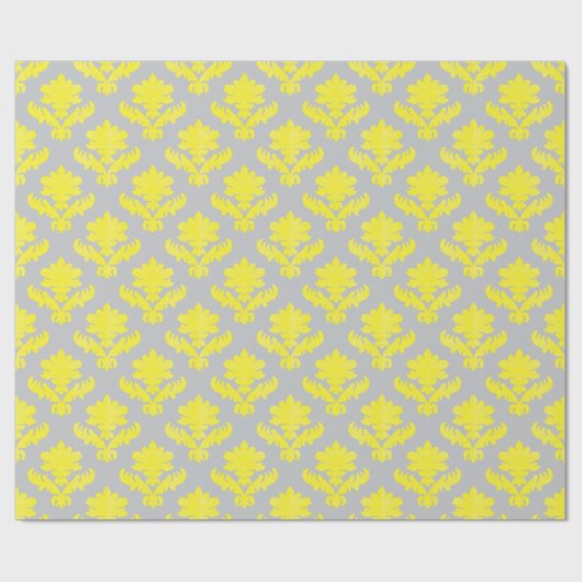 French Tapestry Bright Yellow and Gray Geschenkpapier (Flach)