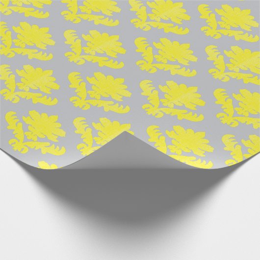 French Tapestry Bright Yellow and Gray Geschenkpapier (Ecke)