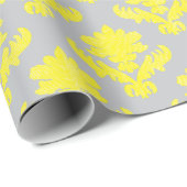 French Tapestry Bright Yellow and Gray Geschenkpapier (Rolleneckpunkt)