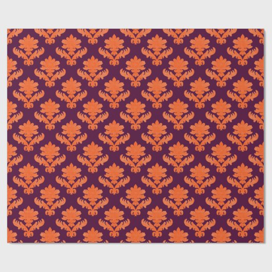 French Tapestry Orange Burgundy Geschenkpapier (Flach)