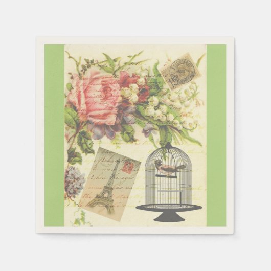 French Theme Vintag Paris Paper Napkins Serviette (Vorderseite)