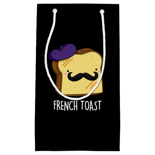 French Toast Funny Bread Pun DArk BG Kleine Geschenktüte (Vorderseite)