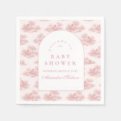 French Toile Baby Shower Pink Serviette (Vorderseite)