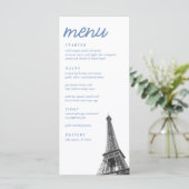 French Toile Bat Mitzvah Eiffel Tower Elegantes Me Menükarte (Stehend Vorderseite)