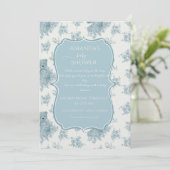 French Toile Bear und Bunny Baby Dusche Einladung (Stehend Vorderseite)