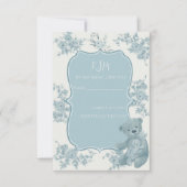 French Toile Bear und Bunny Baby Dusche RSVP Karte (Vorderseite)