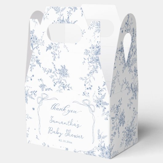 French Toile Blue Baby Dusche Geschenkschachtel (Geöffnet)