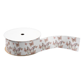 French Toile Butterfys Ribbon Ripsband