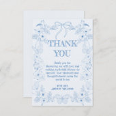 French Toile De Jouy Blue Flora Brautparty Dankeskarte (Vorne/Hinten)