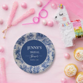 French Toile de Jouy Blue und White Brautparty Pappteller (Party)