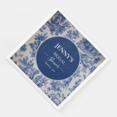 French Toile de Jouy Blue und White Brautparty Serviette (Ecke)