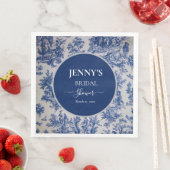 French Toile de Jouy Blue und White Brautparty Serviette (Beispiel)