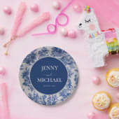 French Toile de Jouy Blue White Pappteller (Party)