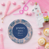 French Toile de Jouy Pink und Blue Brautparty Pappteller (Party)