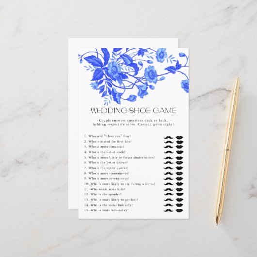 French Toile Floral Wedding Shoe Game Bridal Game (Vorderseite/Rückseite Beispiel)