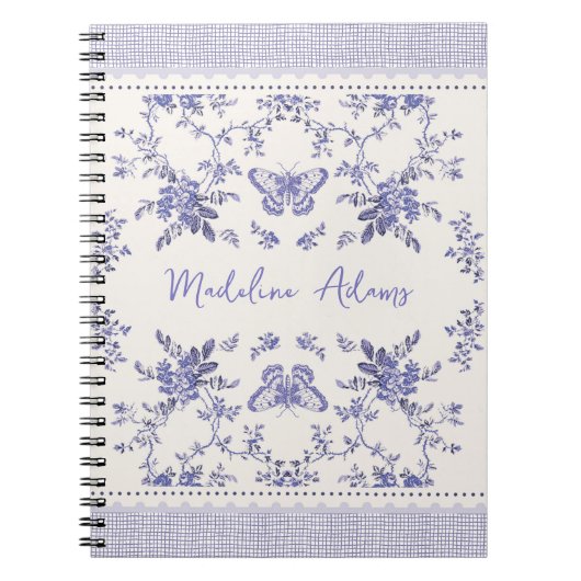 French Toile Individuelle Name Spiral Foto Noteboo Notizblock (Vorderseite)