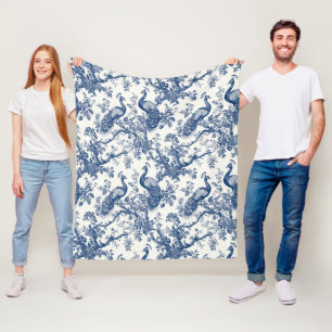 French Toile Peacock Muster Fleecedecke