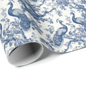 French Toile Peacock Muster Geschenkpapier (Rolleneckpunkt)