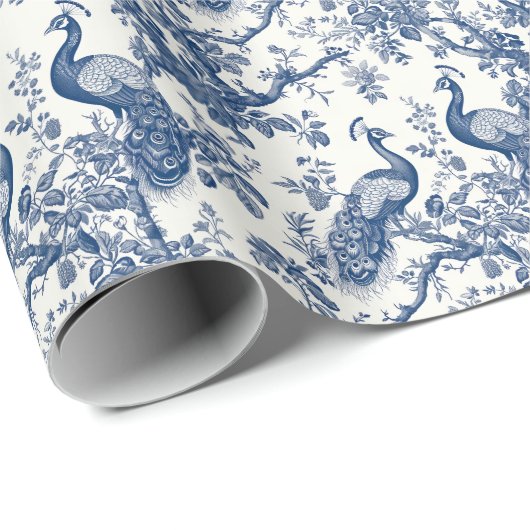 French Toile Peacock Muster Geschenkpapier (Rolleneckpunkt)