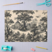 French Toile - Schwarzes Design auf Creme Seidenpapier (Basteln)