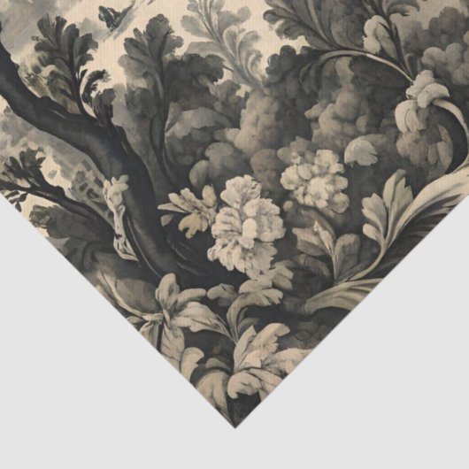 French Toile - Schwarzes Design auf Creme Seidenpapier (Detail)