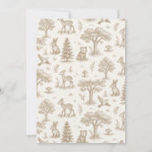 French Toile Woodland Animals Baby Shower Einladung (Rückseite)