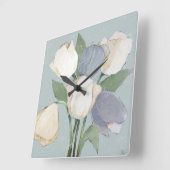 French Tulips Quadratische Wanduhr (Winkel)