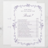 French Victorian Lavender Bridal Shower Game (Vorne/Hinten)