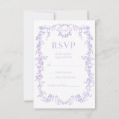 French Victorian Purple Lilac Wedding RSVP  Karte (Vorderseite)