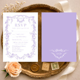 French Victorian Purple Lilac Wedding RSVP Meal