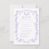 French Victorian Purple Lilac Wedding RSVP Meal (Vorderseite)
